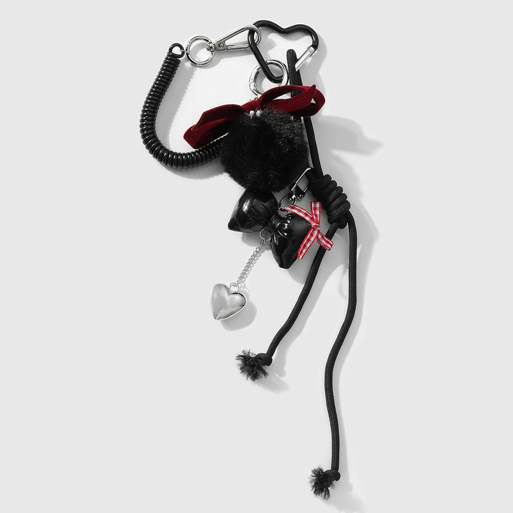 Keypus - Y2K Pom Pom and Heart Keychain
