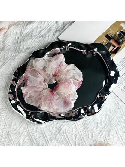 Gifty - Rose Organza Floral Puff Scrunchie