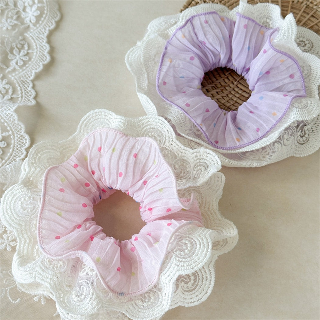 Gifty - Sweet Style Pleated Polka Dot Scrunchie