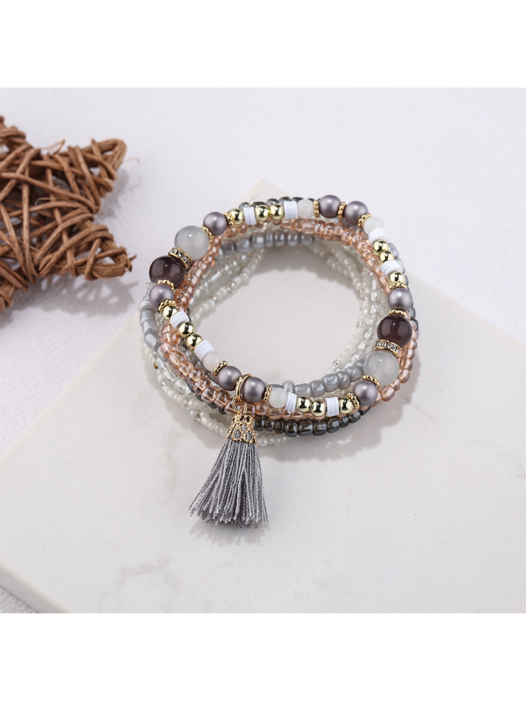 Lovra - Bohemian Tassel Layered Beaded Bracelet