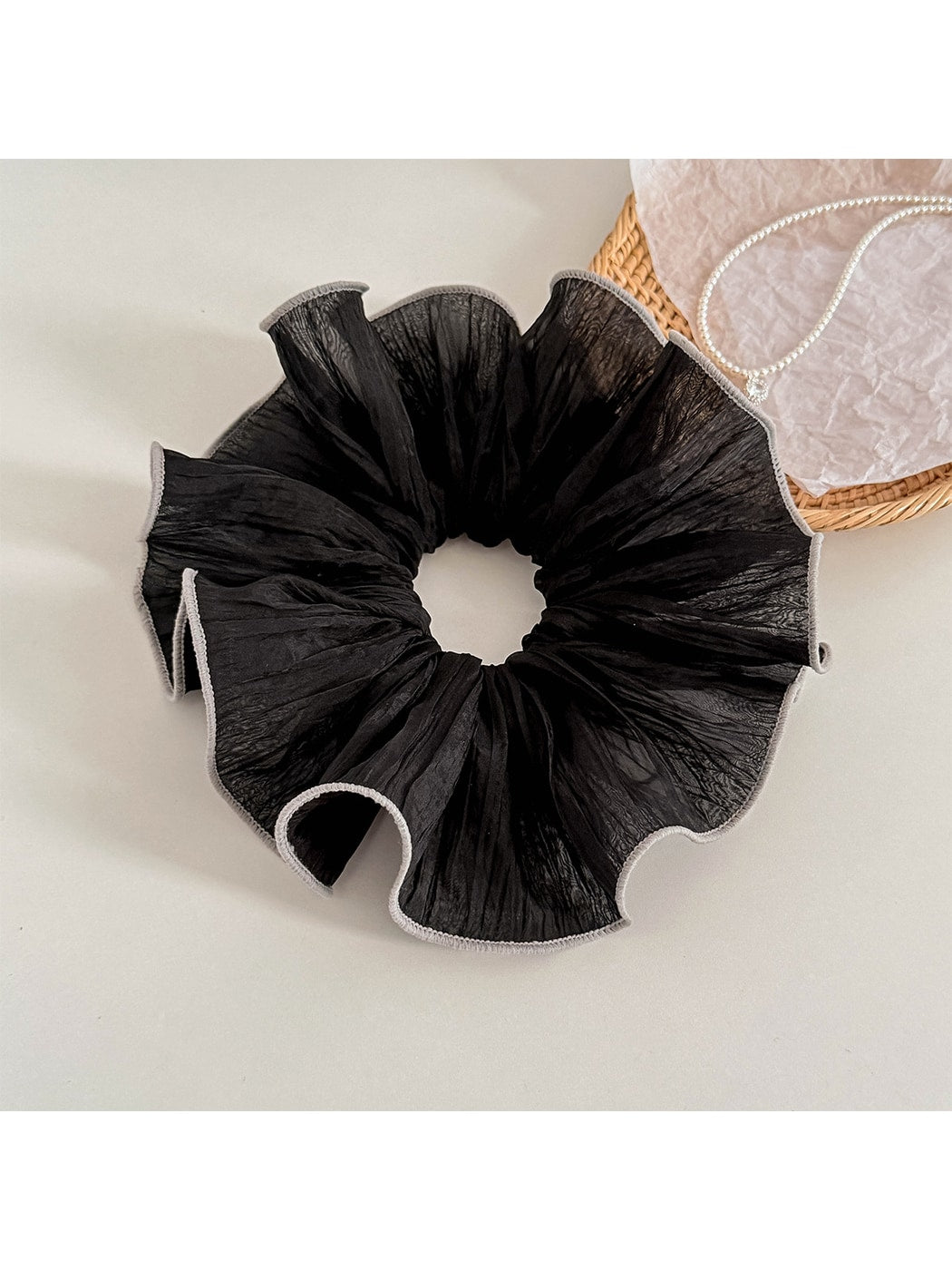 Gifty - Pleated Ruffle Edge Chiffon Scrunchie
