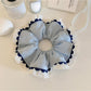 Gifty minimalist double layer wavy scrunchie in soft beige fabric
