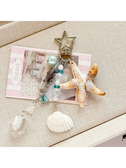 Keypus - Ocean Style Beaded Starfish Shell Bag Keychain