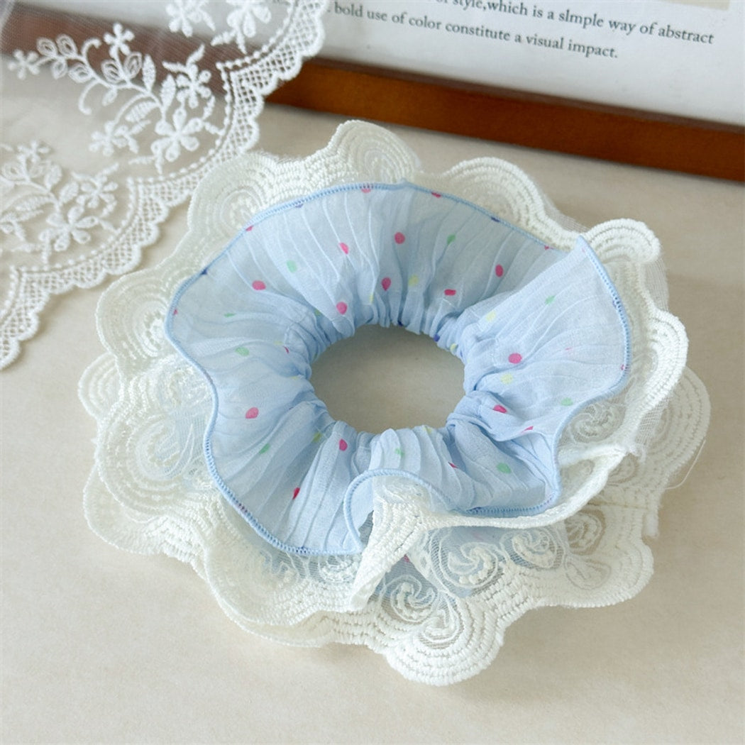 Gifty - Sweet Style Pleated Polka Dot Scrunchie