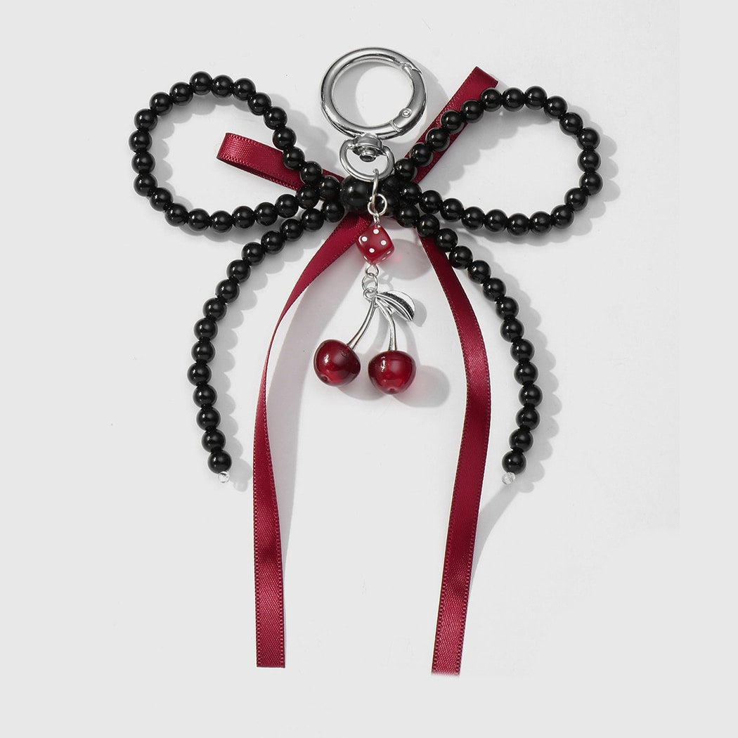 Keypus - Sweet Cherry Bow Beaded Keychain