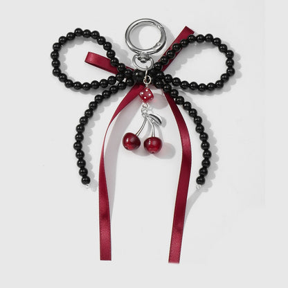 Keypus - Sweet Cherry Bow Beaded Keychain