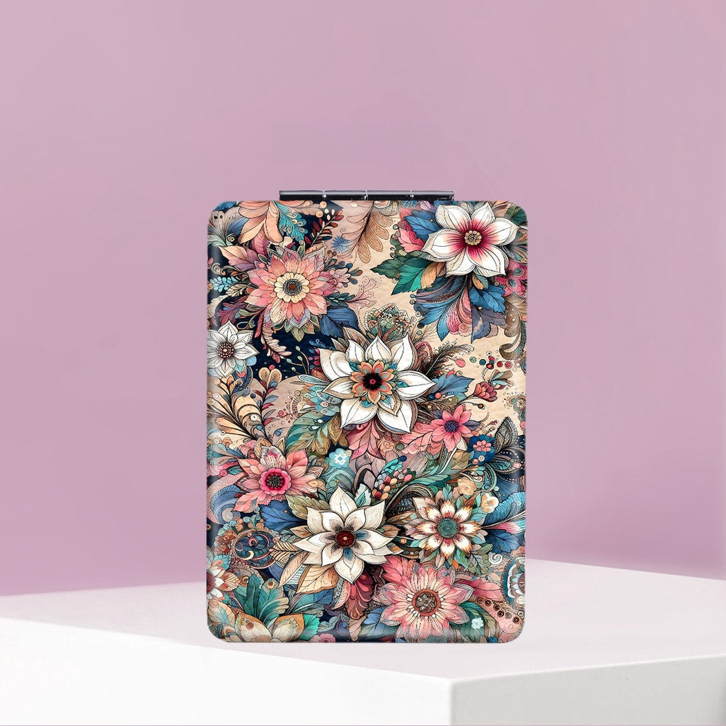 Mirroray - Portable Floral Pattern Folding Makeup Mirror