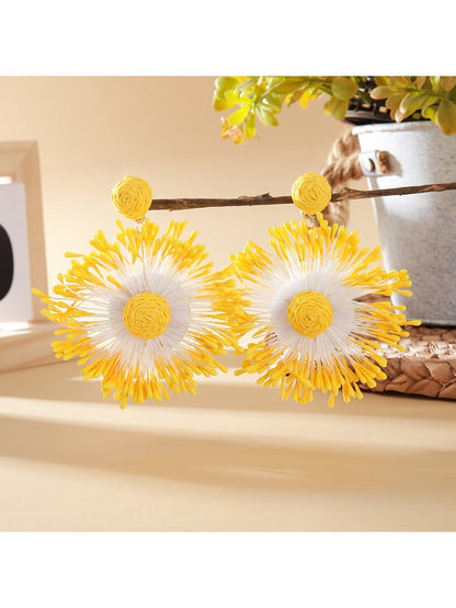 Sweet Flower Firework Shaped Earrings worn on ear, showcasing size and fit