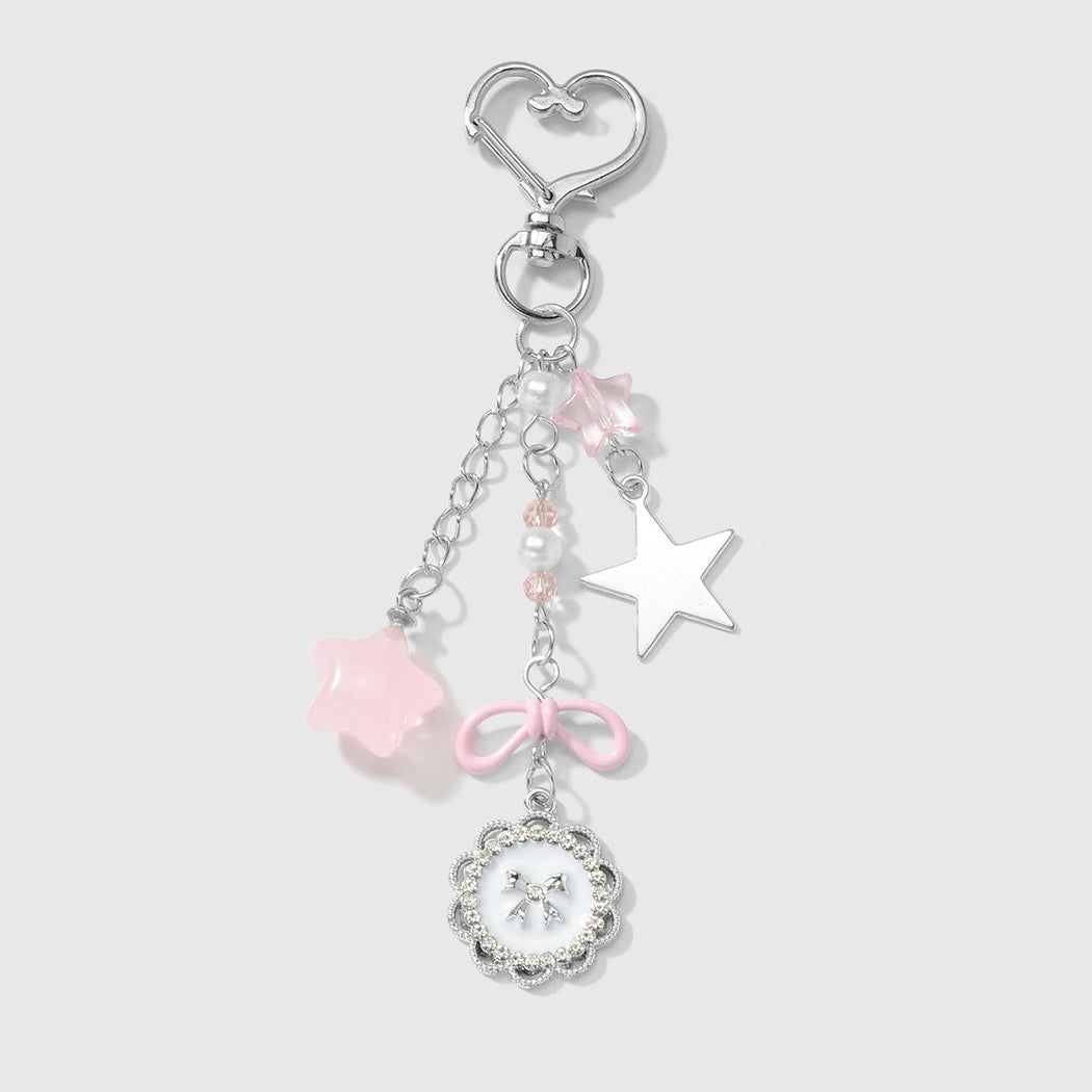 Keypus - Sweet Pink Star and Peach Keychain
