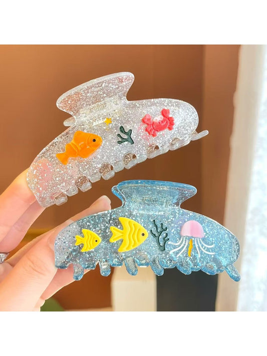 Beau cute little fish decor claw clip shown closed on a white background