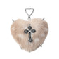 Keypus - Y2K Leopard Heart Cross Bag Charm Keychain