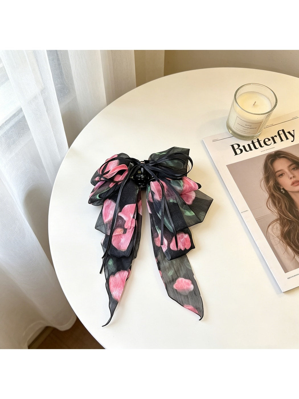 Beau - Printed Bow Ribbon Women's Claw Hair Clip