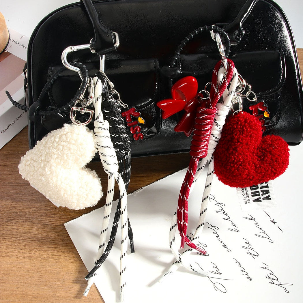 Keypus - Heart Bow Woven Cord Bag Charm Keychain