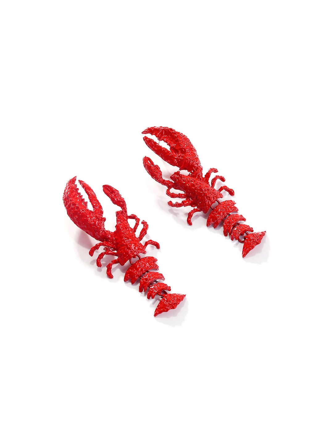 Earedge - Textured Lobster Animal Statement Dangle Earrings