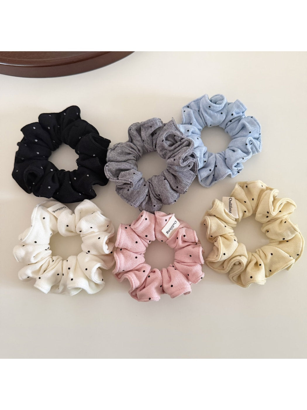 Gifty - Polka Dot Ruffled High Elastic Fabric Scrunchie