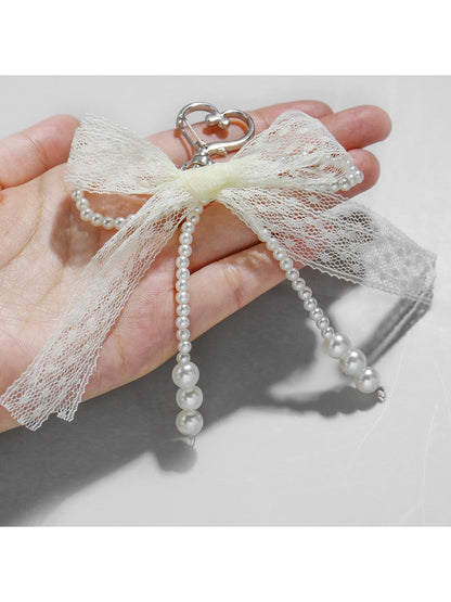 Keypus - Y2K Style Lace Bow Heart Keychain Bag Charm