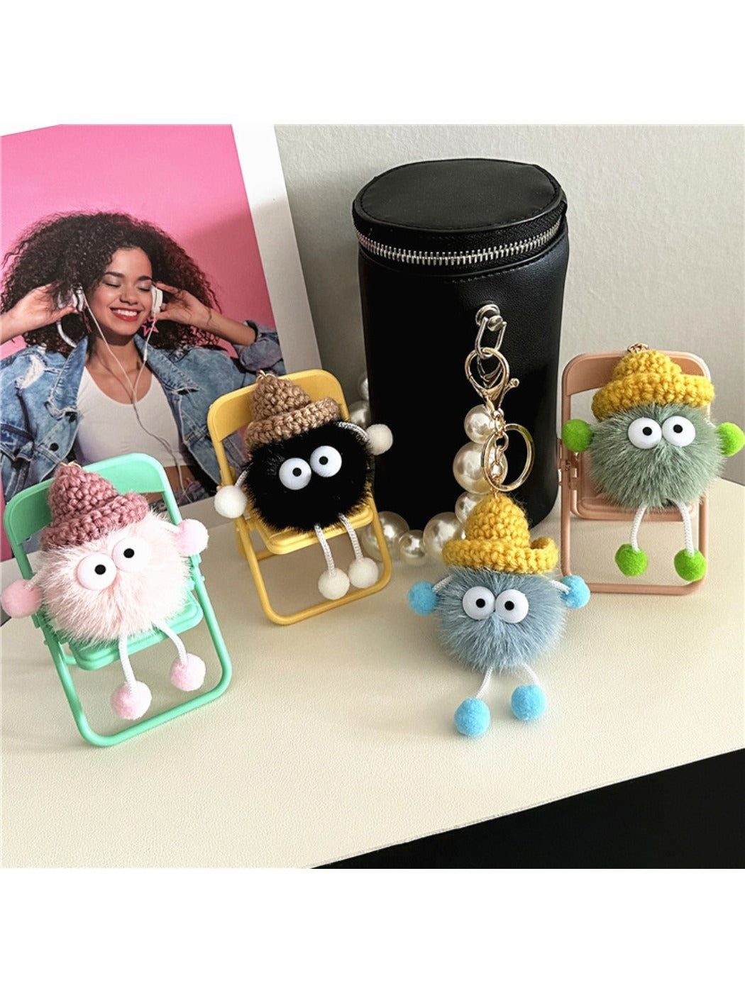 Keypus - Adorable Pompom Bag Charm Keychain