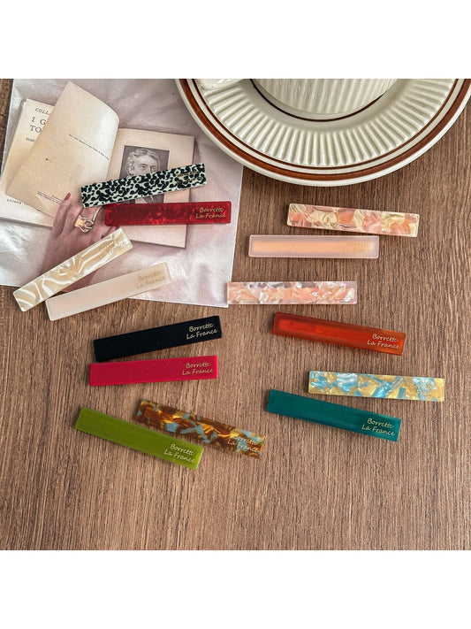Beau - Simple Short Bar PVC Side Hair Clip Set