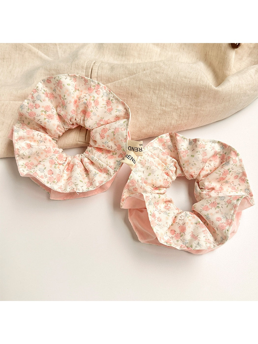 Gifty - Double Layer Floral Print Polyester Scrunchie