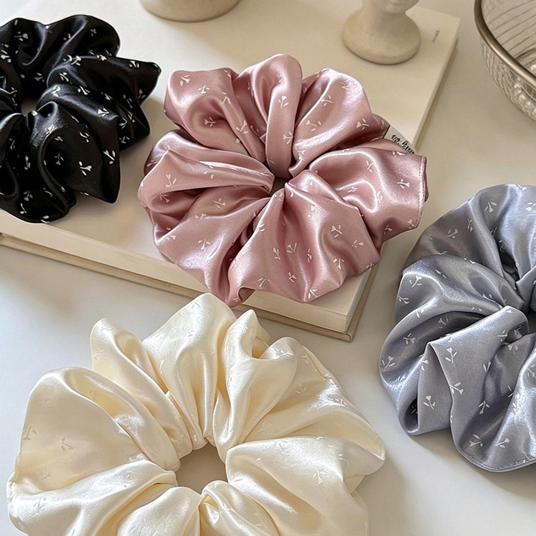 Gifty - Glossy Floral Print Ponytail Hair Scrunchie
