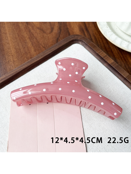 Beau - Lacquered Polka Dot Ring Accent Claw Clip