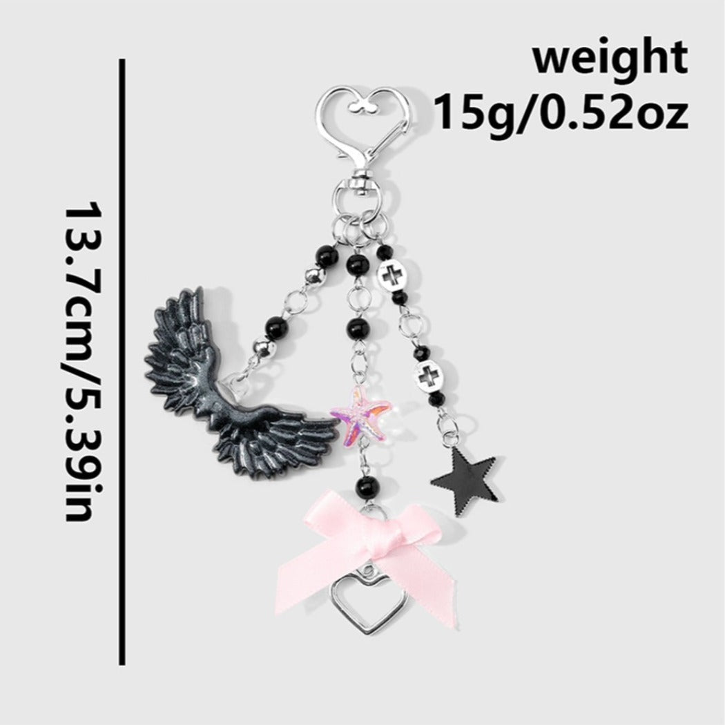 Keypus - Y2K Dark Style Cross Wing Keychain