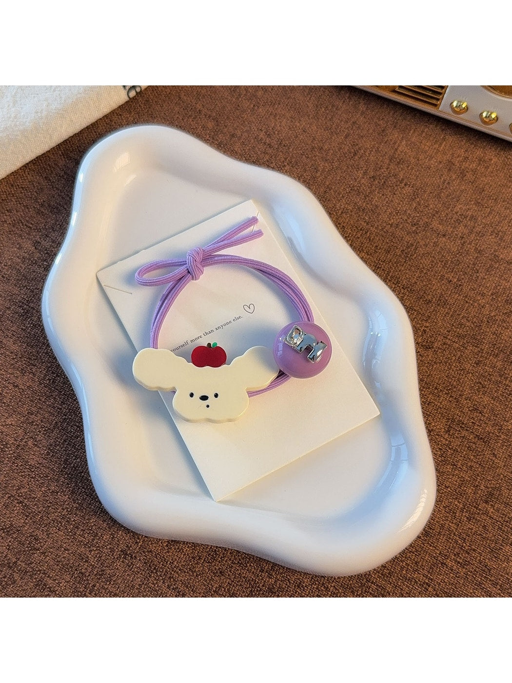 Gifty - Cute Dog Motif Elastic Beaded Hair Tie