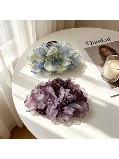 Beau - Polyester Floral Cluster Decorative Claw Clip