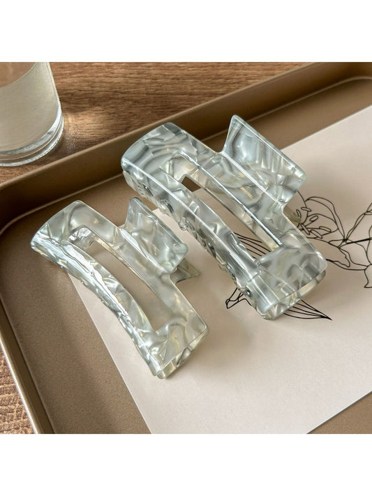 Beau - Silver Grey Square Hair Claw Clip