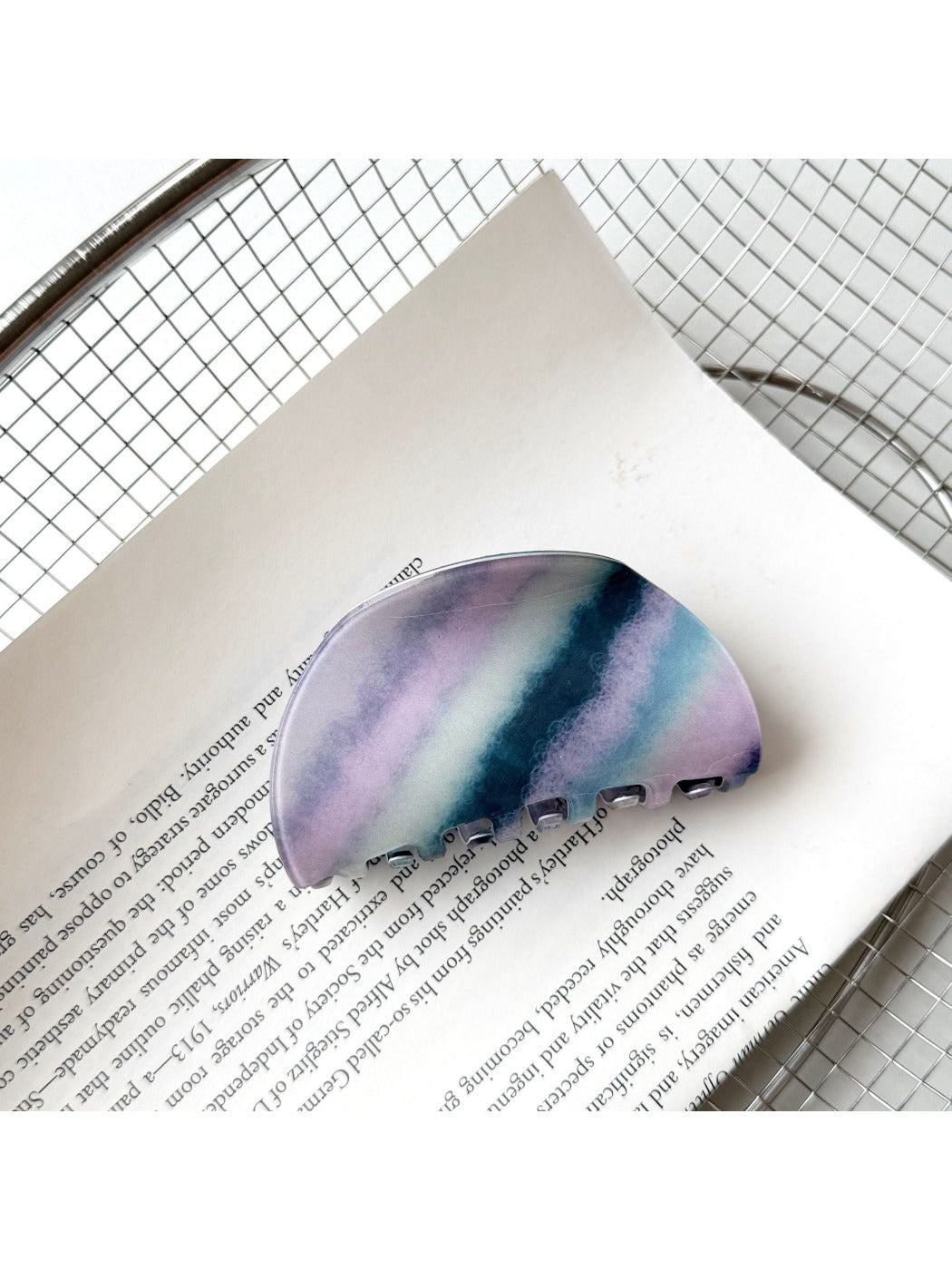 Top view of Beau elegant purple toned hair claw clip