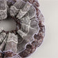 Gifty - Purple Floral Mesh Sheer Ruffle Scrunchie