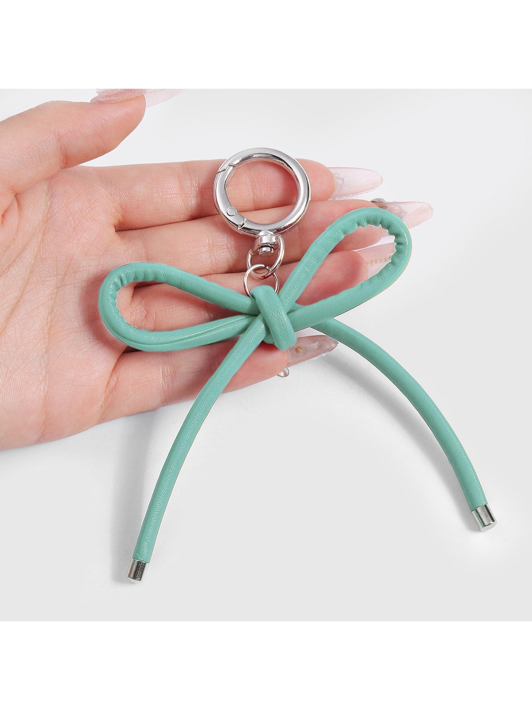 Keypus - Leopard Pattern Bow Faux Leather Bag Charm Keychain