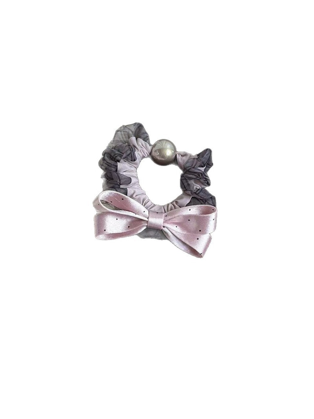 Gifty - Ruffled Polka Dot Bow Design Scrunchie