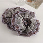 Gifty - Purple Floral Mesh Sheer Ruffle Scrunchie