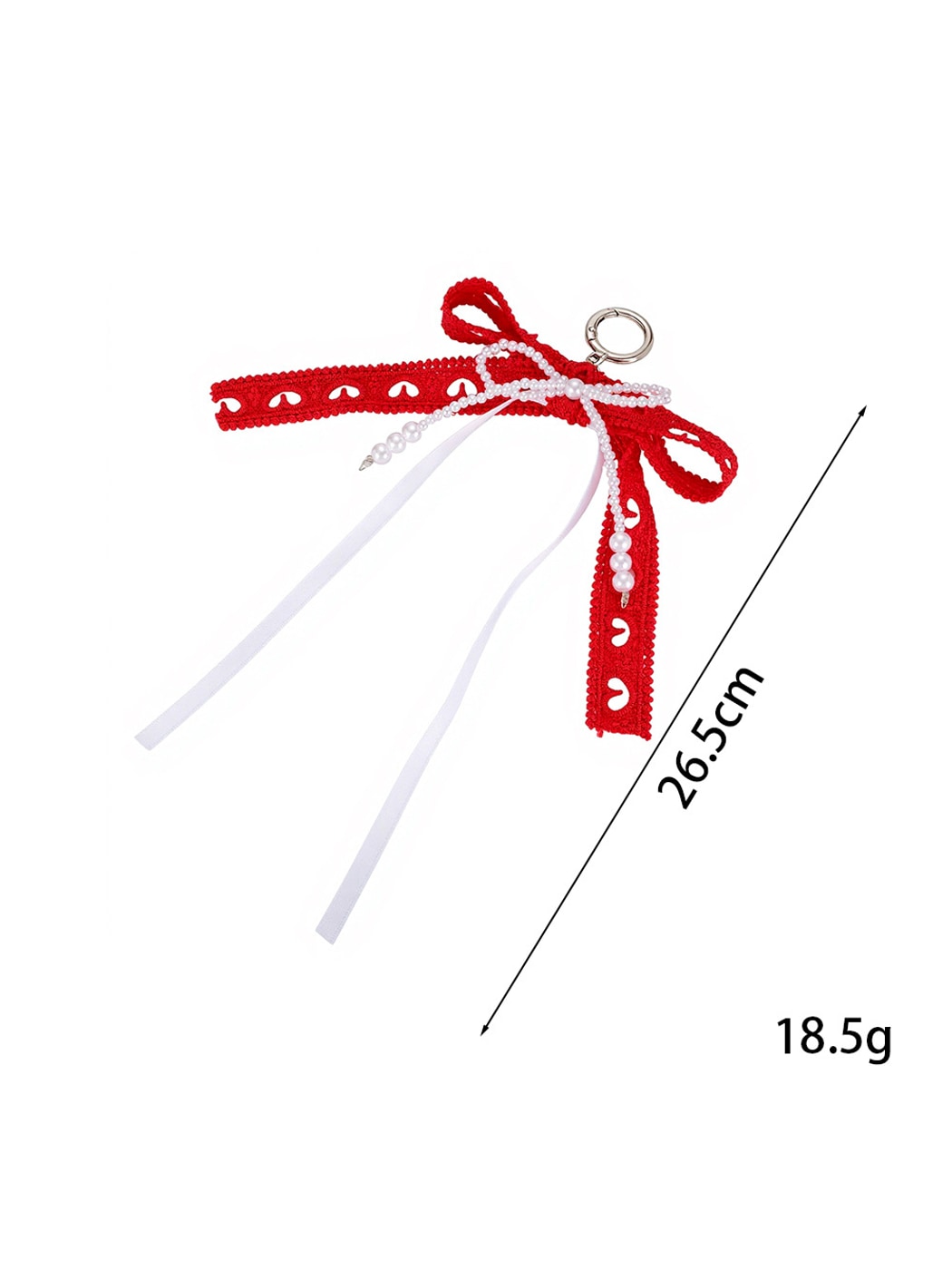 Keypus - Hollow Heart Fabric Bow Bag Charm Keychain