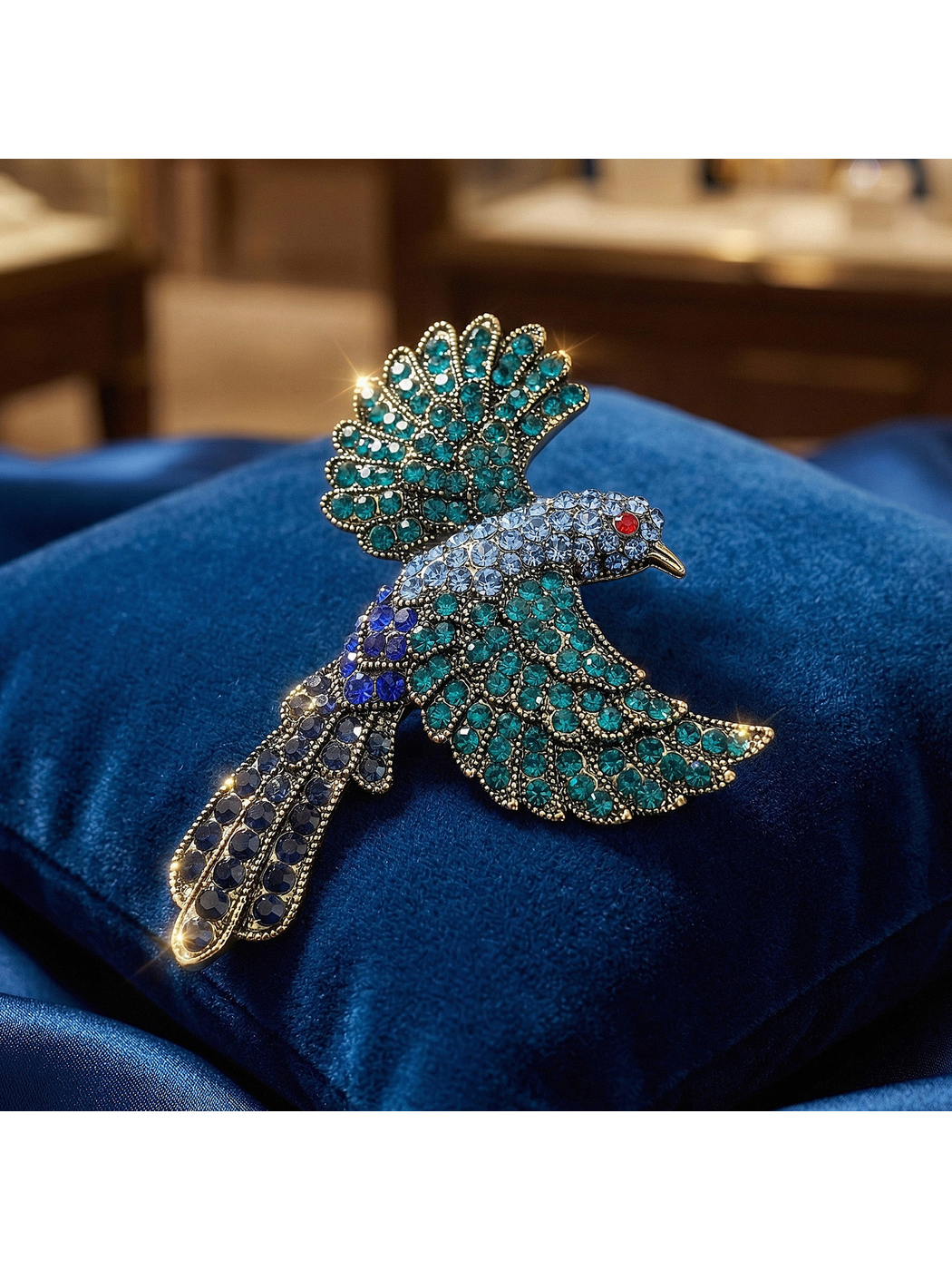 Brovia - Enamel Bird Rhinestone Accent Fashion Brooch