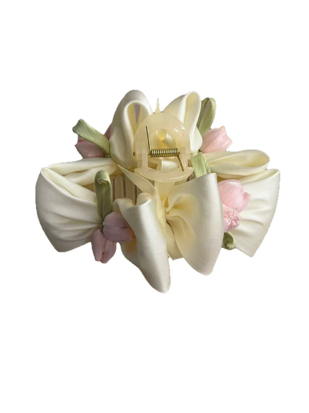 Close-up of Beau Sweet Tulip Pattern Hair Clip highlighting floral pattern and clip mechanism