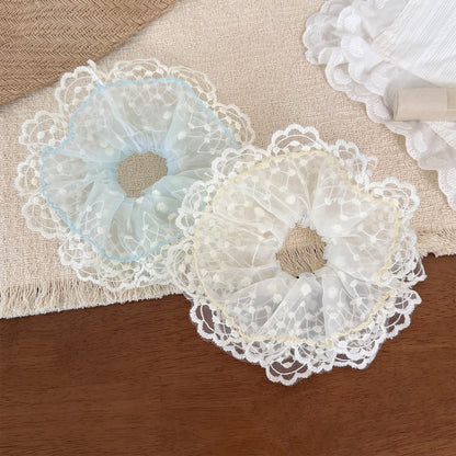 Gifty - Lace Mesh Ruffled Decorative Scrunchie