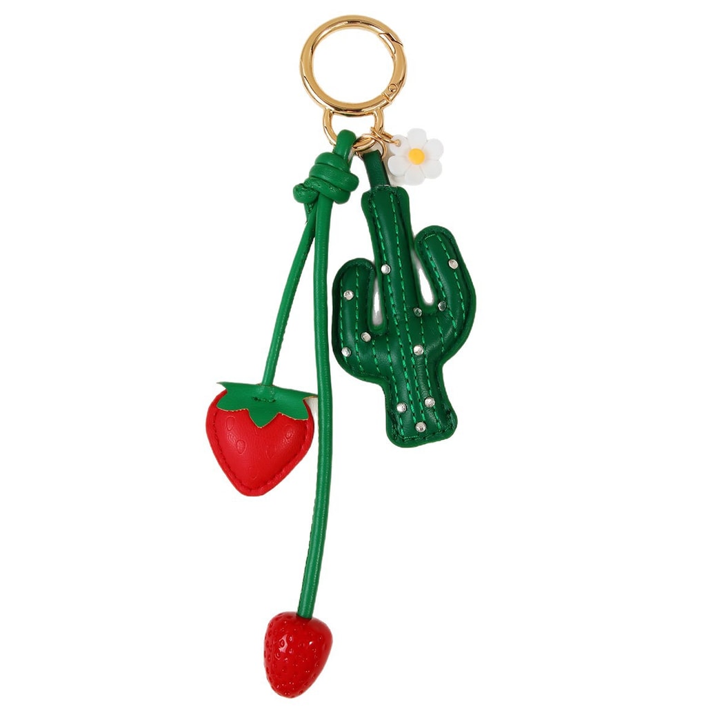 Keypus - PU Strawberry Cactus Bag Charm Keychain