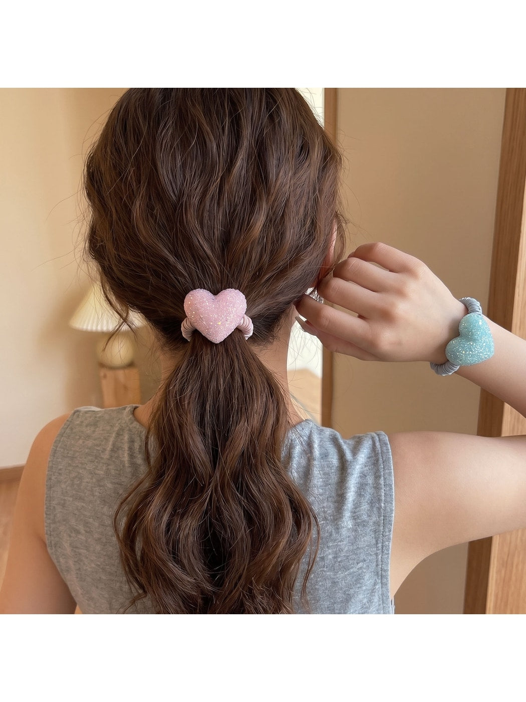 Gifty - Shimmer Heart Detail Elastic Hair Tie