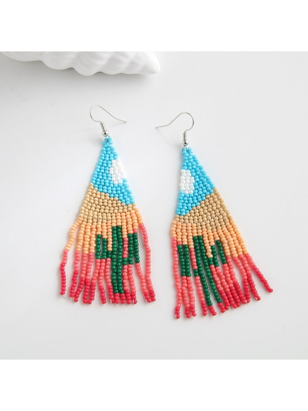 Earedge - Colorful Cactus Shaped Tassel Earrings