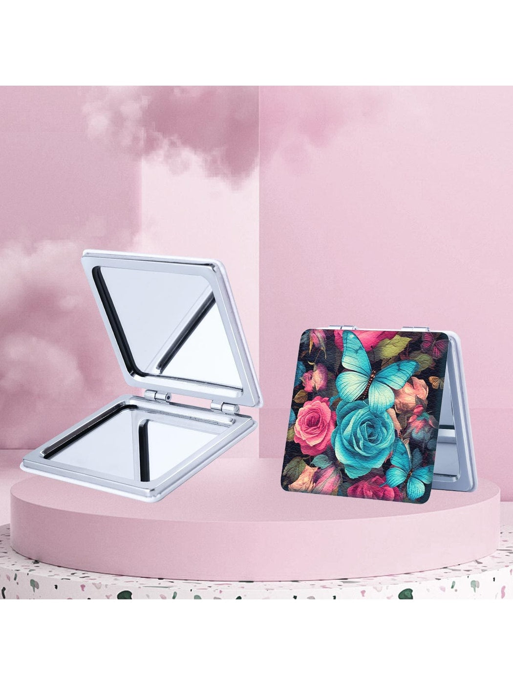 Mirroray - Floral Print Foldable Portable Compact Mirror