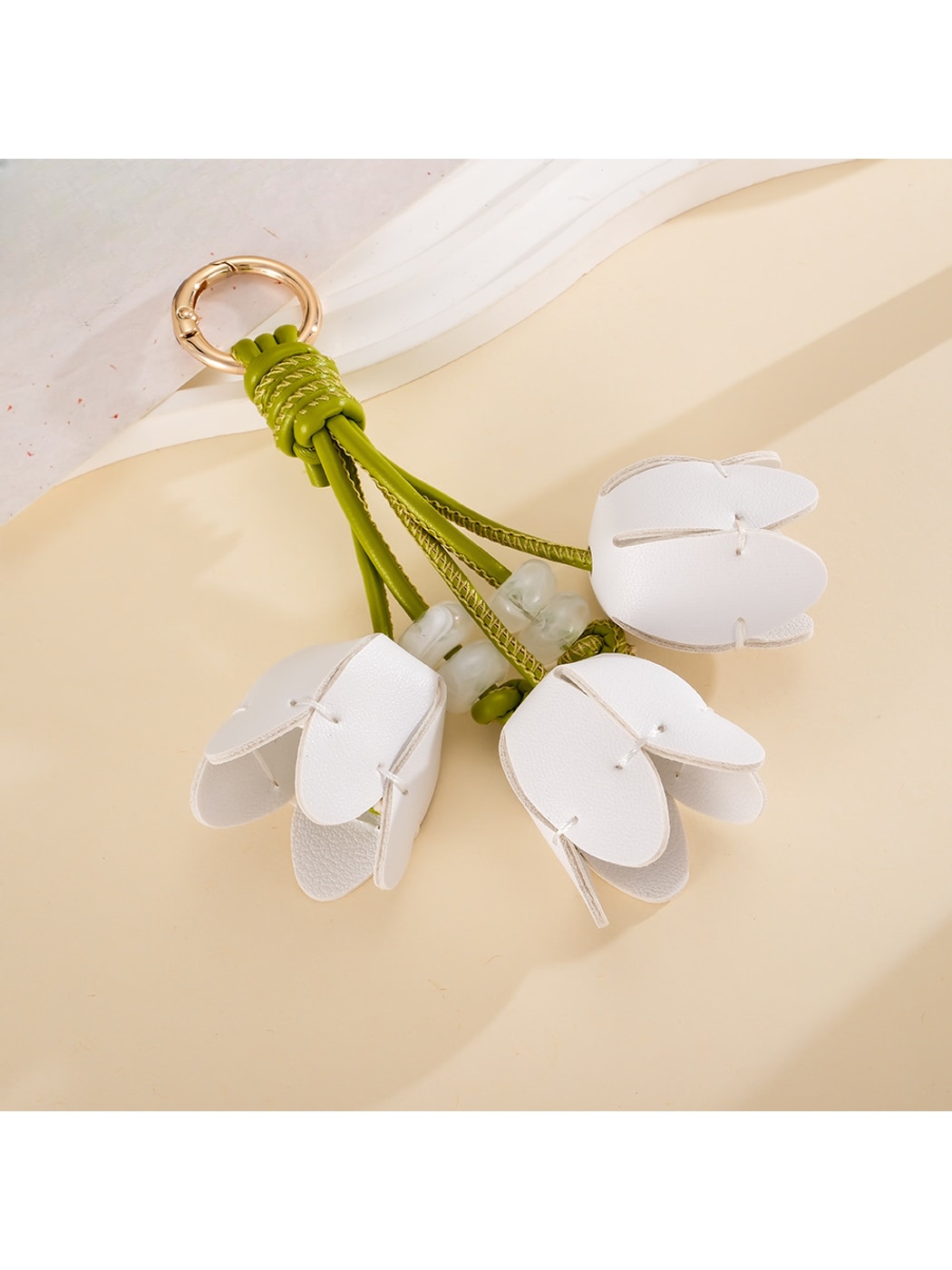 Keypus - Faux Leather Tulip Flower Bag Charm Keychain