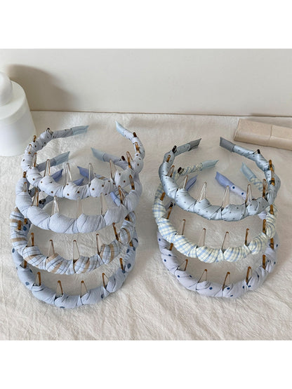 Gifty - Plaid Geometric Wavy Polyester Headband
