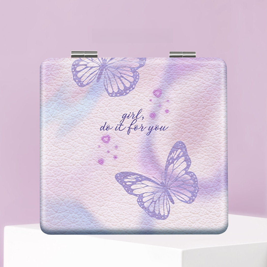 Mirroray - Butterfly Rose Print Folding Compact Mirror