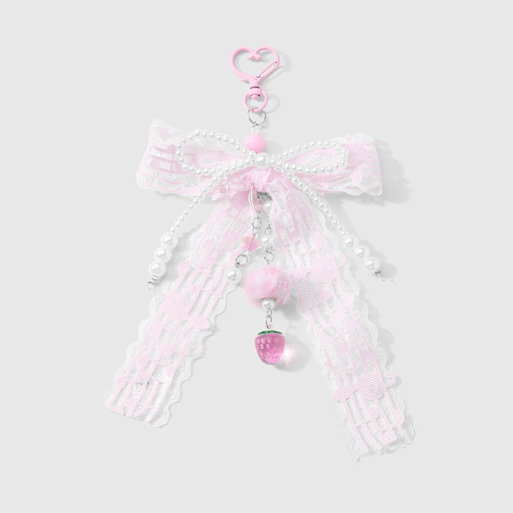 Keypus - Y2K Lace Bow Heart Mirror Keychain