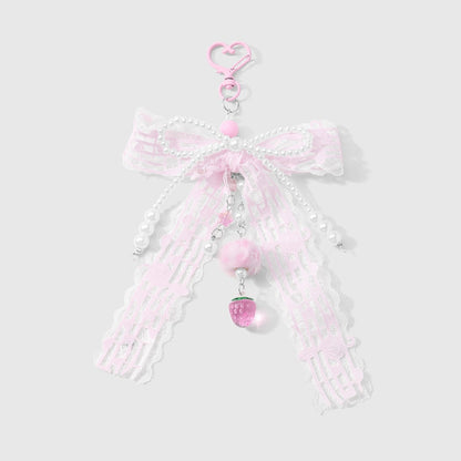 Keypus - Y2K Lace Bow Heart Mirror Keychain