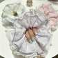 Gifty - Ruffled Floral Print Lace Edge Scrunchie