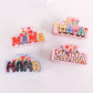 Beau - Letter Print Floral Pattern Claw Clip