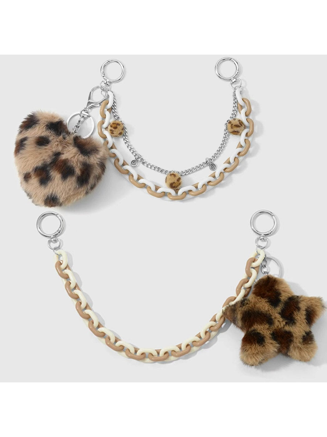 Keypus - Y2K Leopard Heart Chain Bag Charm Keychain